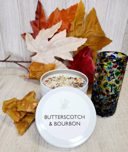 Butterscotch & bourbon soy wax 8 oz white tin