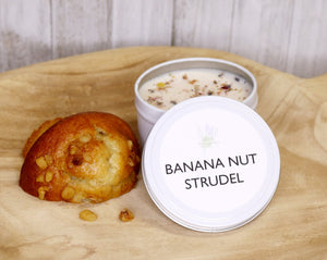 Banana Nut strudel soy candle 8 oz white tin